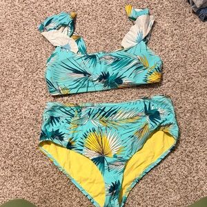 Tropical Print Bikini Set